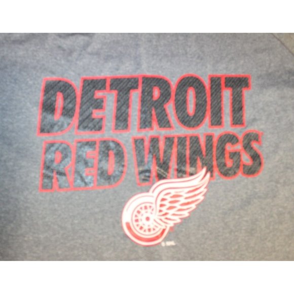 NHL Official Hockey Detroit Red Wings Short Sleeve SS Shirt Medium 38-40 Gray - Picture 2 of 4